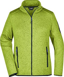Ladies knitted fleece jacket James Nicholson, lime green/blue, L