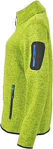 Ladies knitted fleece jacket James Nicholson, lime green/blue, L