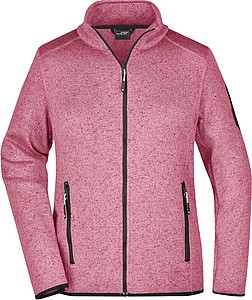 Ladies knitted fleece jacket James Nicholson, pink/white, L