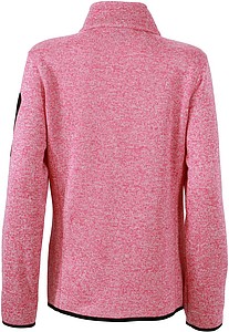 Ladies knitted fleece jacket James Nicholson, pink/white, L