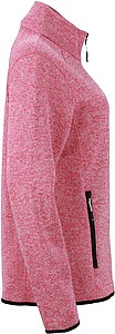 Ladies knitted fleece jacket James Nicholson, pink/white, L