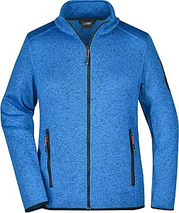 Ladies knitted fleece jacket James Nicholson, royal blue/red, S