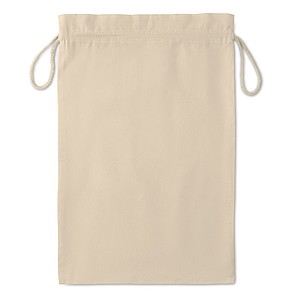 Large gift cotton draw cord bag. Size approx. 30 x 47cm. 105 gr/m2.