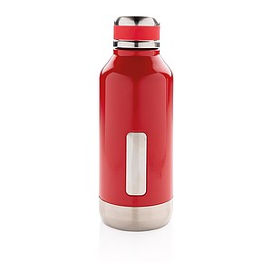 Leak proof vacuum bottle with logo plate