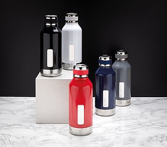Leak proof vacuum bottle with logo plate
