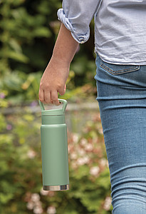 Leakproof vacuum on-the-go bottle with handle