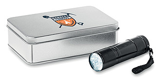 LED torch in tin box