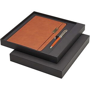 Legato A5 notebook and rollerball pen set (blue ink), brown