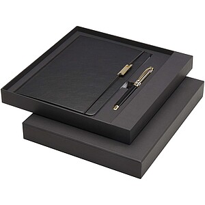 Legato A5 notebook and rollerball pen set (blue ink), solid black
