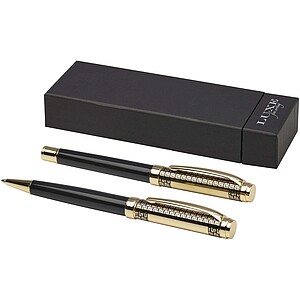 Legato ballpoint and rollerball pen set (blue ink), gold