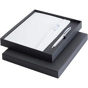 Legato Elegance A5 hard cover notebook and rollerball pen set, white