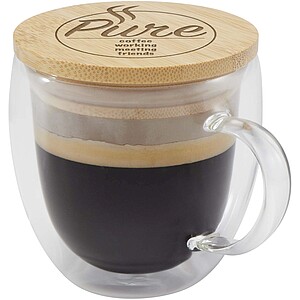 Lenora 250 ml glass cup with bamboo lid, transparent clear