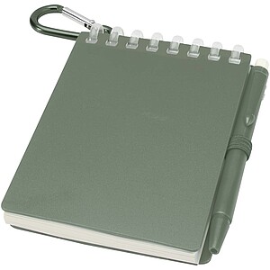 Lig Mini recycled outdoor soft cover notebook and ballpoint pen set (black ink), heather green