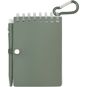 Lig Mini recycled outdoor soft cover notebook and ballpoint pen set (black ink), heather green
