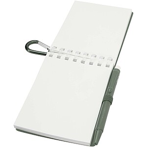 Lig Mini recycled outdoor soft cover notebook and ballpoint pen set (black ink), heather green