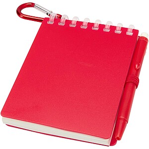 Lig Mini recycled outdoor soft cover notebook and ballpoint pen set (black ink), red