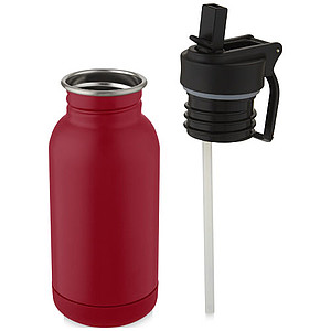Lina 400 ml stainless steel sport bottle with straw and loop