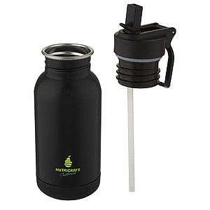 Lina 400 ml stainless steel sport bottle with straw and loop