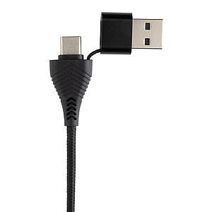 Link RCS recycled plastic and bamboo dual Input USB hub, black