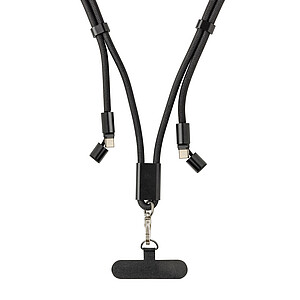 LoopAmp RCS RPET adjustable phone cord with 60W cable, black