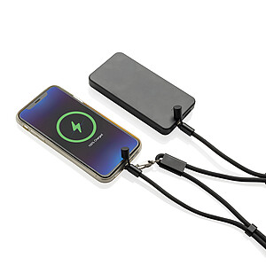 LoopAmp RCS RPET adjustable phone cord with 60W cable, black