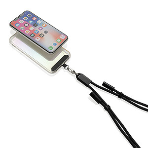 LoopAmp RCS RPET adjustable phone cord with 60W cable, black