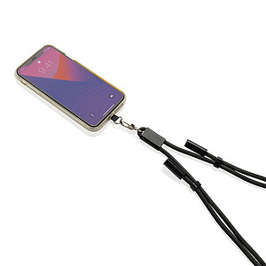 LoopAmp RCS RPET adjustable phone cord with 60W cable, black