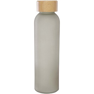 Lume 500 ml matte soda lime glass bottle with bamboo lid, grey
