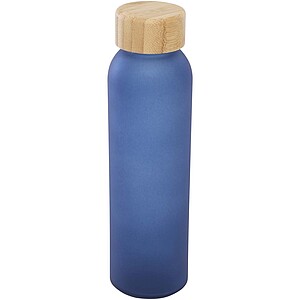 Lume 500 ml matte soda lime glass bottle with bamboo lid, ocean blue