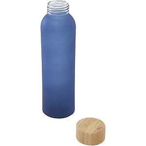 Lume 500 ml matte soda lime glass bottle with bamboo lid, ocean blue