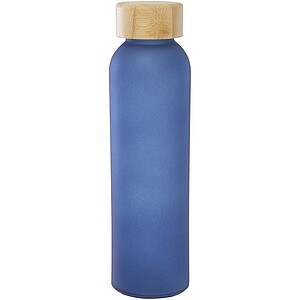 Lume 500 ml matte soda lime glass bottle with bamboo lid, ocean blue