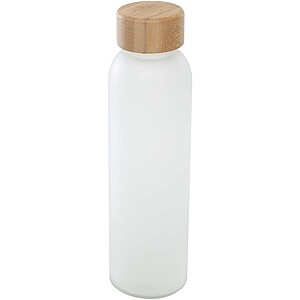 Lume 500 ml matte soda lime glass bottle with bamboo lid, white