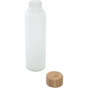 Lume 500 ml matte soda lime glass bottle with bamboo lid, white