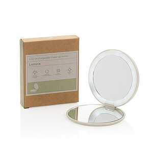 Lumora RCS recycled plastic LED re-chargeable make-up mirror, beige