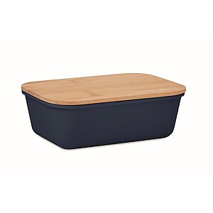 Lunch box with bamboo lid, french navy