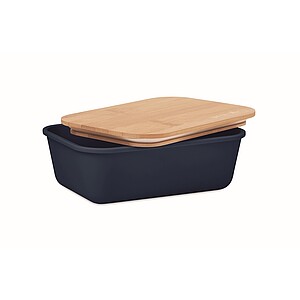 Lunch box with bamboo lid, french navy