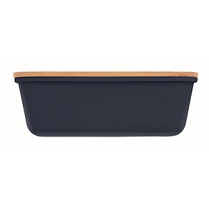 Lunch box with bamboo lid, french navy