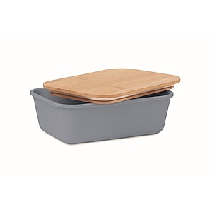 Lunch box with bamboo lid, petrol