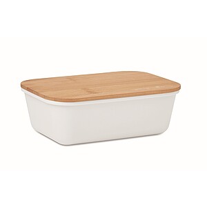 Lunch box with bamboo lid, white