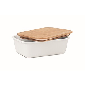 Lunch box with bamboo lid, white