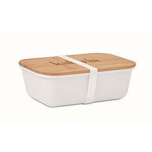 Lunch box with bamboo lid, white