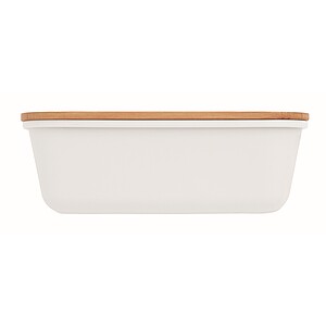 Lunch box with bamboo lid, white