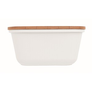 Lunch box with bamboo lid, white