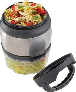 Lunch box with carrying handle, grey
