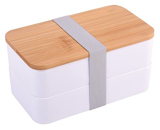 Lunchbox "Double level" Bamboo, white