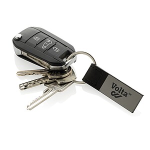 Luxury PU keychain RCS recycled zinc alloy, black