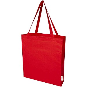 Madras 140 g/m2 GRS recycled cotton gusset tote bag, red
