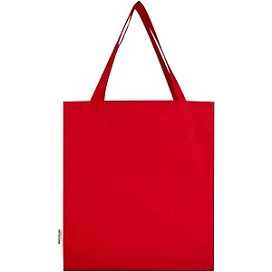 Madras 140 g/m2 GRS recycled cotton gusset tote bag, red