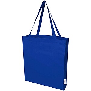 Madras 140 g/m2 GRS recycled cotton gusset tote bag, royal blue