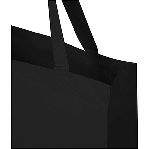 Madras 140 g/m2 GRS recycled cotton gusset tote bag, solid black